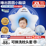 盟石（cute stone）定型枕婴儿0-6个月睡圆头婴儿定型枕头0-1岁纠正头型新生儿童枕头 白蓝 【0-6个月】10A抗菌-可换洗枕头套 0-2岁宝宝定型枕头可机洗