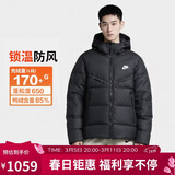 耐克NIKE男冬季短款连帽羽绒服 运动防寒外套 WR系列FB8178-010黑XL