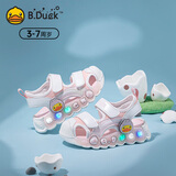 B.Duck小黄鸭儿童包头凉鞋夏季男女童发光鞋时尚灯鞋凉鞋5026白粉22