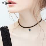 依特星星蕾丝气质颈带颈圈项链女chocker夏颈锁骨颈链生日礼物送女友 蓝钻