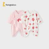 童泰（TONGTAI）婴儿连体衣夏纯棉衣服初生宝宝蝴蝶哈衣爬服提花粉色66cm