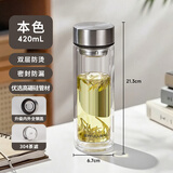 富光玻璃杯双层男士商务水杯便携车载高硼硅玻璃杯子茶水分离泡茶杯