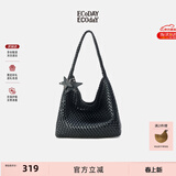 ECODAY编织托特包通勤包女包大容量单肩手提包送女友生日礼物 My dear friend-B007H 黑色 大号