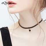 依特星星蕾丝气质颈带颈圈项链女chocker夏颈锁骨颈链生日礼物送女友 黑钻