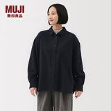 MUJI女式 法兰绒 衬衫式夹克女外套外衣 25年冬季女装 上衣 BC2POA5A 深藏青色 M （160/84A）