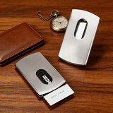 DEZHI创意时尚高档金属名片夹新款商务名片夹便携手推式不锈钢名片英伦潮流随身名片盒 不用定制