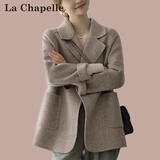 拉夏贝尔（La Chapelle）高端毛呢外套女短款小个子2026秋冬季新款洋气百搭显瘦春秋大衣潮 棕色 M [95-115斤]