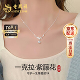 老凤祥紫藤花纯足银999项链女款2026新款吊坠生日纪念日礼物送女友老婆 【八仓发货】一克拉项链