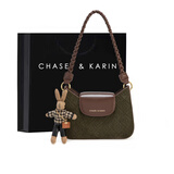 CHASEL&KARIN包包女包轻奢斜挎单肩包新款百搭休闲法棍包 生日礼物送女友 墨绿色CK100-3011