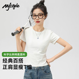 MJ STYLE白色正肩合身短袖T恤女2026年春夏修身显瘦亲肤内搭打底衫上衣