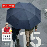京东京造 黑武士Plus雨伞大号加固加厚结实抗风手动晴雨伞藏蓝25寸115cm