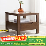 沃木 实木边几茶几角桌角几 北欧实木置物花架 美式飘窗桌 下抽方几 55*55*45cm【FS-904】