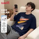 班尼路（Baleno）短袖t恤男夏季新款美式潮牌宽松纯棉五分袖上衣重磅休闲百搭衣服
