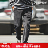 马登工装美式复古垂感灯芯绒长裤子男春冬新款直筒修身显瘦男士休闲裤 炭黑色 【直筒裤男高级感/条绒裤/黑裤子/男裤】 S