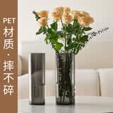 京东鲜花防摔花瓶高级感中式鲜花桶养花瓶加厚圆形透明插花养花玫瑰富贵竹