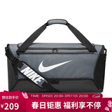 耐克NIKE中性单肩包桶包BRASILIA休闲包DH7710-068铁灰色大号