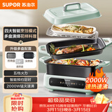 苏泊尔（SUPOR）电火锅 电煮锅电蒸锅 多功能烤鱼烤肉电热锅 火锅专用锅 分体家用电炖锅 多用途料理锅H3423FC862