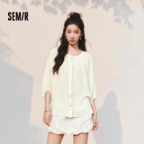 森马（Semir）衬衫女夏季七分灯笼袖A字oversize肌理流苏2026衬衣109326105002