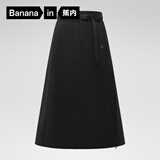 蕉内（Bananain）氧气女士半身裙百搭高腰裙秋冬新款工装a字裙子女装 黑色 M