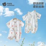 贝肽斯婴儿衣服夏季连体衣短袖竹棉纱布新生幼儿宝宝哈衣爬服睡衣