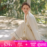 金三塔真丝睡衣女100%桑蚕丝外穿丝滑两件套居家服高级爱人礼物 [新色]19姆米珍珠白 L