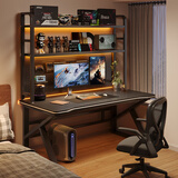 甄严选电脑桌台式电竞桌椅套装组合桌子办公家用桌学习桌书房书桌写字桌 【桌架洞洞板套装】黑碳纤维面120*60CM