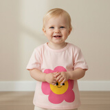 小猪大卫 PECODAVID儿童T恤夏装新品100%棉男宝女宝宝短袖百搭防蚊裤0-3岁 浅粉太阳花 120