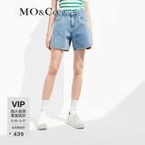 MO&Co.短裤黑色高腰棉质牛仔直筒裤装立体有型MBA2SOT009摩安珂 牛仔蓝色 M 27