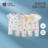 贝肽斯儿童连体睡衣夏季薄款2026新款纯棉男女宝宝短袖连身家居服