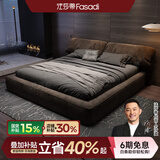 法莎蒂 网红猫抓布床大象耳朵布艺床意式双人床1.8米现代简约床 抗菌猫抓布单床 【时尚版10cm钢木排骨架】1.5*2m框架结构
