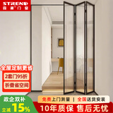 森潮厨房折叠门吊轨卫生间无地轨玻璃门移门阳台客厅钛镁铝合金隔断门 1635极简-折叠门