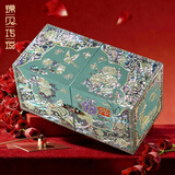 锦贝传说 首饰盒螺钿漆器结婚生日七夕情人节嫁妆盒子项链手镯饰品收纳盒 B-077莺啼富贵首饰盒-樱蓝