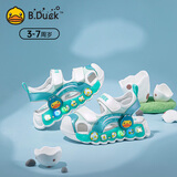 B.Duck小黄鸭儿童包头凉鞋夏季男女童发光鞋时尚灯鞋凉鞋5026绿米22