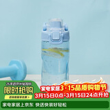 乐扣乐扣（LOCK&LOCK）人鱼线塑料运动水杯夏天便携水壶带刻度提手男女水杯子520ML蓝色