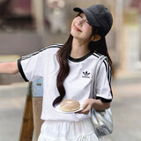 阿迪达斯（adidas）三叶草男装女装 2026夏季新款时尚情侣圆领短袖T恤修身休闲运动服 KB2460/白色全棉/男女同款 L 【建议体重140斤-160斤】
