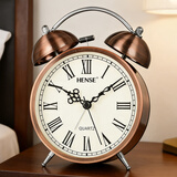 汉时（Hense）机械打铃闹钟大音量复古桌面时钟学生儿童懒人闹表超大声闹铃床头闹表 HA41罗马4.5开学季