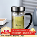 希诺（heenoor）双层玻璃杯男家用商务办公水杯带手柄泡茶杯子XN-9320 290mL