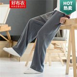 好布衣（HAOBUYI）亚麻裤子男春夏季复古棉麻直筒裤男薄款宽松休闲裤男阔腿长裤 灰色 2XL