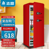 志高（CHIGO）复古冰箱小型双开门家用租房彩色欧式网红办公室电冰箱 化妆品母婴母乳强劲冷藏冷冻节能保鲜 128升带把手【复古一级能效双门冰箱】中国红