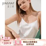 金三塔真丝睡衣女100%桑蚕丝性感可外穿真丝吊带裙睡裙丝绸睡衣情人节礼 丝白 L