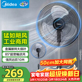 美的（Midea）【金属铝片】工业电风扇/飓风落地扇/空气通风金属扇/牛角扇/立式电风扇/大风力宿舍扇 FES45-20A