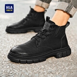 海澜之家HLA马丁靴男款潮流工装靴男中高帮靴子男鞋 0562黑色40