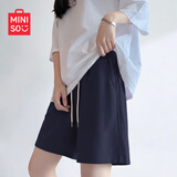 名创优品（MINISO）运动短裤女2026新款夏季轻薄款藏青色中裤高中生休闲阔腿裤五分裤