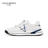 未毕（VICKI BROWN）男鞋【VB男鞋】法国轻奢高端运动休闲鞋时尚百搭舒适男士商务鞋 白蓝 40