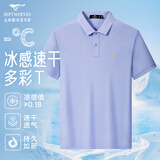 七匹狼短袖T恤男夏季凉感速干商务男士高端POLO衫冰爽抗菌翻领打底t男装 浅蓝-冰爽速干6952 2XL (180)