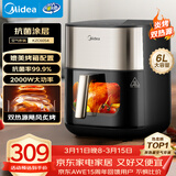美的（Midea）小炎烤空气炸锅蒸烤一体上下双热源免翻面 多功能家用实用大容量6L 金属内腔蒸汽嫩炸烤箱KZC6054