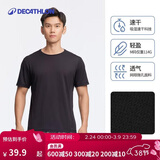 迪卡侬短袖速干衣男训练宽松半袖上衣运动t恤男RUNM2501394黑色T恤L