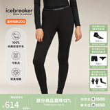 icebreaker100%美利奴羊毛男女200Oasis可机洗户外登山跑步运动滑雪功能内衣 女-内层长裤-纯黑104383 XS