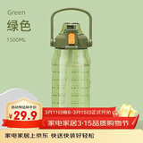 希乐tritan水杯男女大容量运动健身户外水壶带吸管杯子塑料杯1.5L青色