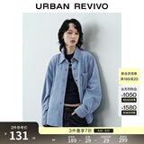 UR秋季新款女高智精英撞色提花超宽松牛仔衬衫UYY850220 蓝色 M